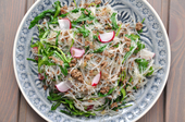 Lente salade met Chinese noodles en radijs
