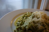 Pasta pesto met boontjes